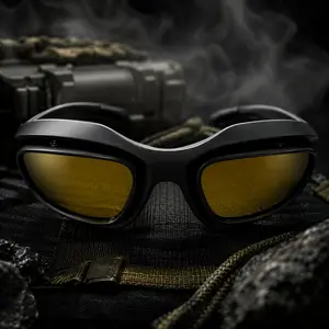 Tactical Protective Eyewear for Outdoor Sports, Lightweight Wraparound Safety Glasses, Wind Dust Resistant Yellow Lens Goggles for Hiking Cycling Fishing
