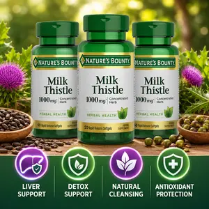 Milk Thistle 1000mg Softgels, Herbal Wellness Supplement for Daily Health Support, Rapid Release Formula, Gluten Free, 50 Softgels