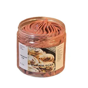 Cinnamon Bun Whipped Foaming Sugar Scrub. Exfoliating Shea Butter Body Wash & Scrub. All Natural Whipped Scrub Gentle Bright Cleansing Blend