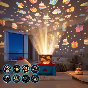 Kids' Rocket-Shaped Star Projector Night Light - 1200mAh Rechargeable, 15 Films, 15 Lullabies, 315 Light Modes, Remote Control, Unicorn-Princess-Mermaid Themed, Ideal Birthday/Christmas Gift for 4-8 Year Old Girls