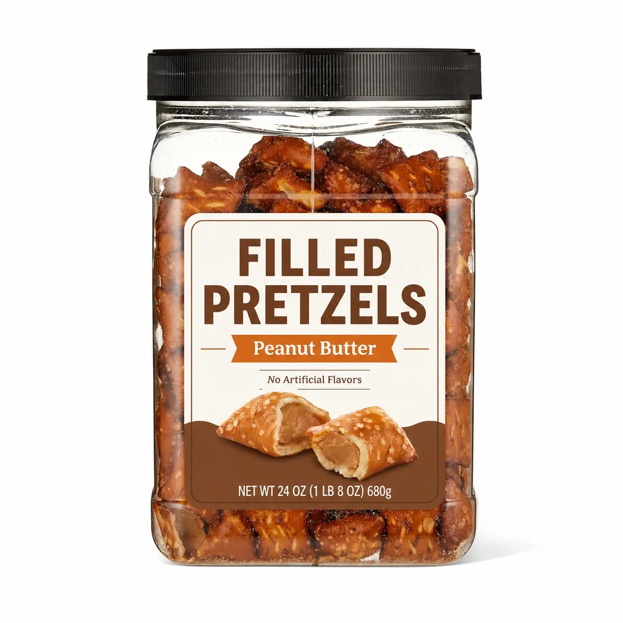 Peanut Butter Filled Pretzels, Sweet & Salty Flavor Crunchy Snack (24 oz)