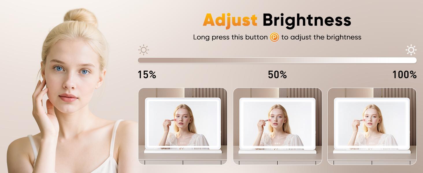 【New】LED Illuminated Makeup Mirror with Built-in lights, Small Smart Touch-Controlled Makeup Mirror with Adjustable lighting.
