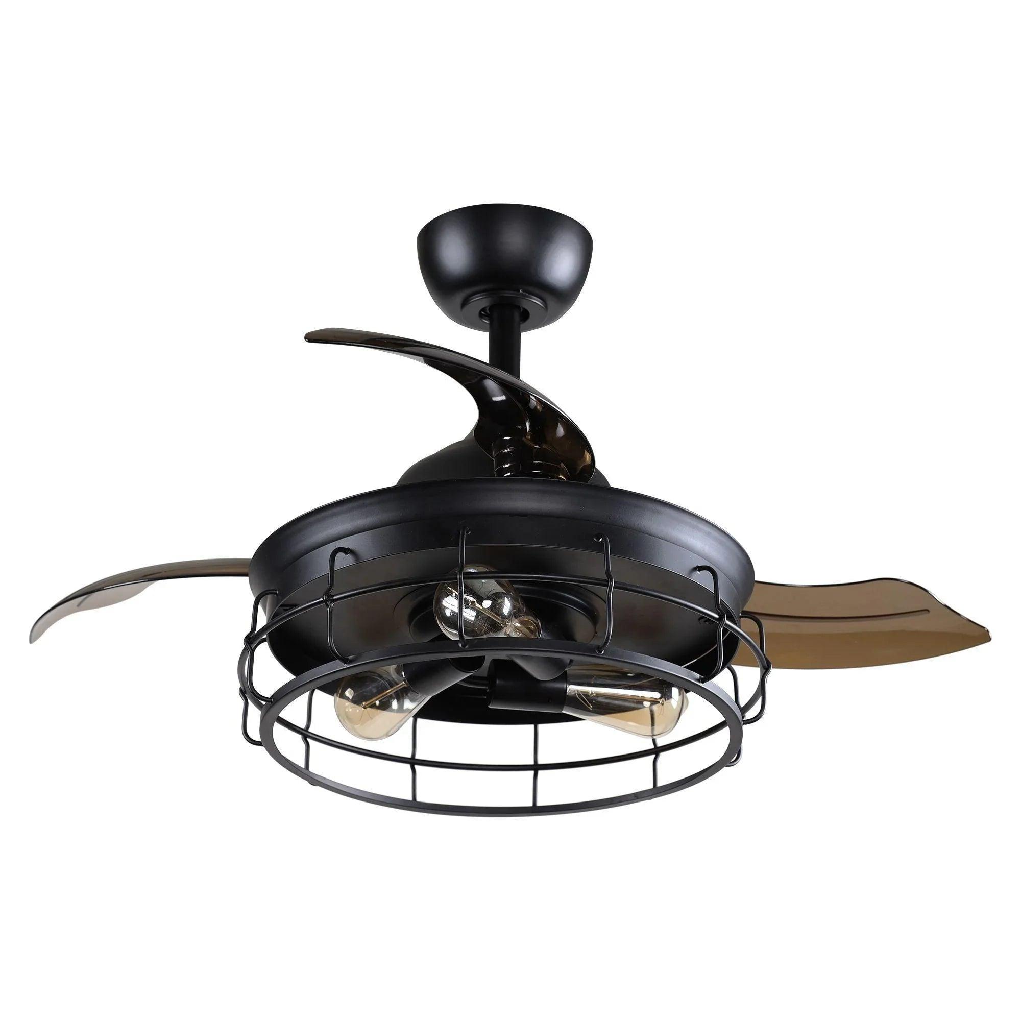 36" Pickett Industrial Ceiling Fan | Downrod Mount, Lighting + Remote Control, Industrial Decor