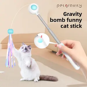 Extendable Laser Pointer Cat Wand Toy Detachable Feather Bell Accessories Interactive Amusement Pet Supply