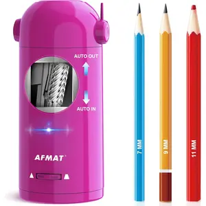 Electric Pencil Sharpener, Fully Automatic for Classroom, Fits 7-11.5mm Colored/Jumbo Pencils, Auto in & Out, Rechargeable Hands-Free Sharpener for Home Office, PSX5 Pink