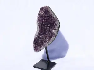 Uruguay Grape Jelly Amethyst Crystal Cluster on Metal Stand