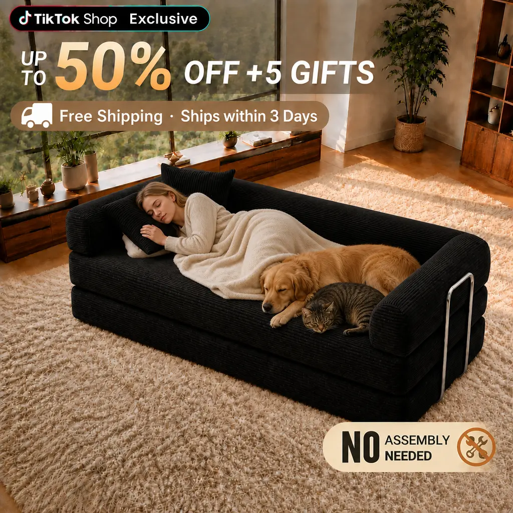 Compressed Corduroy Boneless Cloud Sofa Bed, Available Sizes: 31.5"/53"/59"/79", 5-in-1 Convertible Pull-Out Sleeper Couch, Portable Lazy Floor Lounge Chair, No Assembly for Apartments & Dorms