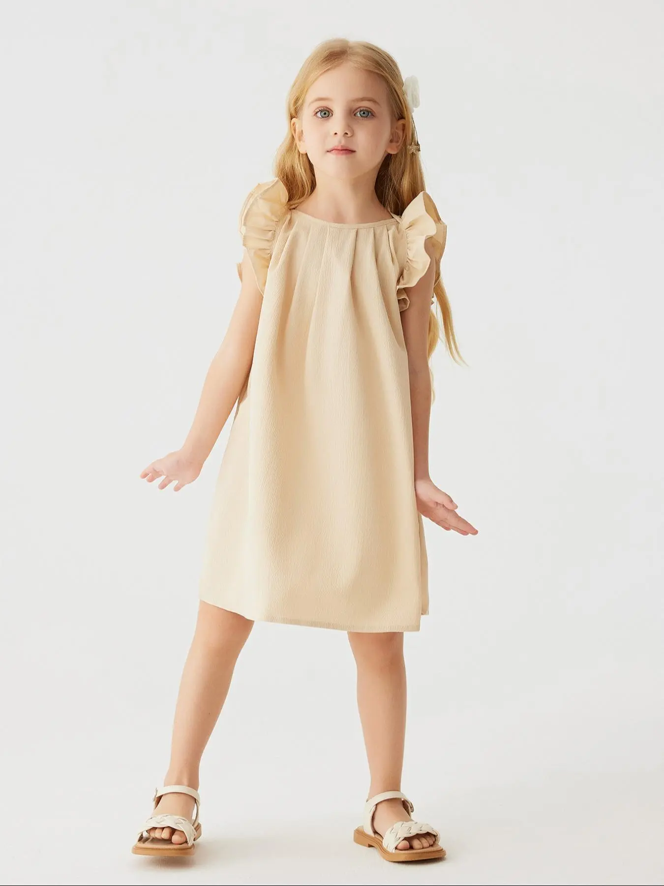 Toddler Girl's Solid Ruffle Trim Dress, Cute Casual Sleeveless A Line Dress  for Summer, Kids Clothes for Daily Wear, Toddler Summer Dresses - TikTok  Shop