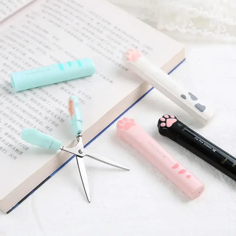4Style Portable Folding Cat's Paw Scissors Stainless Steel Art Tool Multi-Function Pen-Shaped Scissors for Handbooks  Office Use