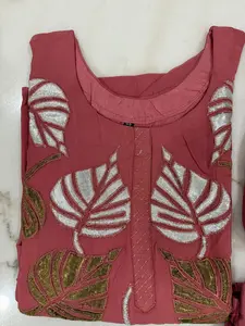 Elegant Embroidered Leaf Design Salwar Suit Set – Rosewood Pink