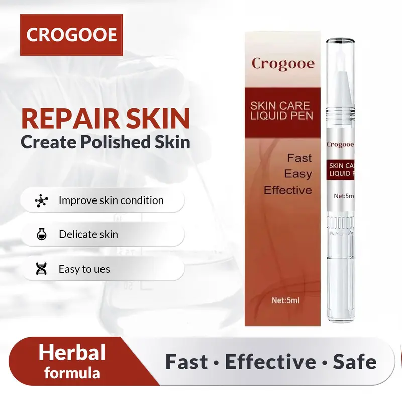 Facial & Body Care Liquid Pen - 5ml Herbal Moisturizer, Lightweight Hydrating, Hypochlorous Acid, Alcohol-Free, Safe, Hypoallergenic, Biodegradable, for Acne-Prone Adult Skin, 4-Week Use for Optimal Moisture (Face+Body Pen Use)