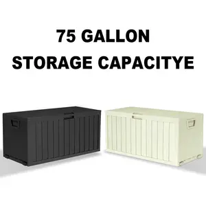 75 Gallon Heavy-Duty Waterproof Outdoor Storage Box with Flip-Top Lid & Large Deck Box Suitable for Pool Accessories, Tool Chest