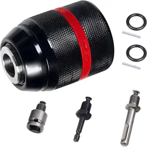 Hardware tools Keyless Drill Chuck for Milwaukee, 1/2-20UNF Mount 1.5-13mm Self-tighten Drill Chuck for Hand Drill Impact Driver, with 3/8" SDS-Plus Shank 1/2" Impact Wrench Adapter 1/4" Hex Shank