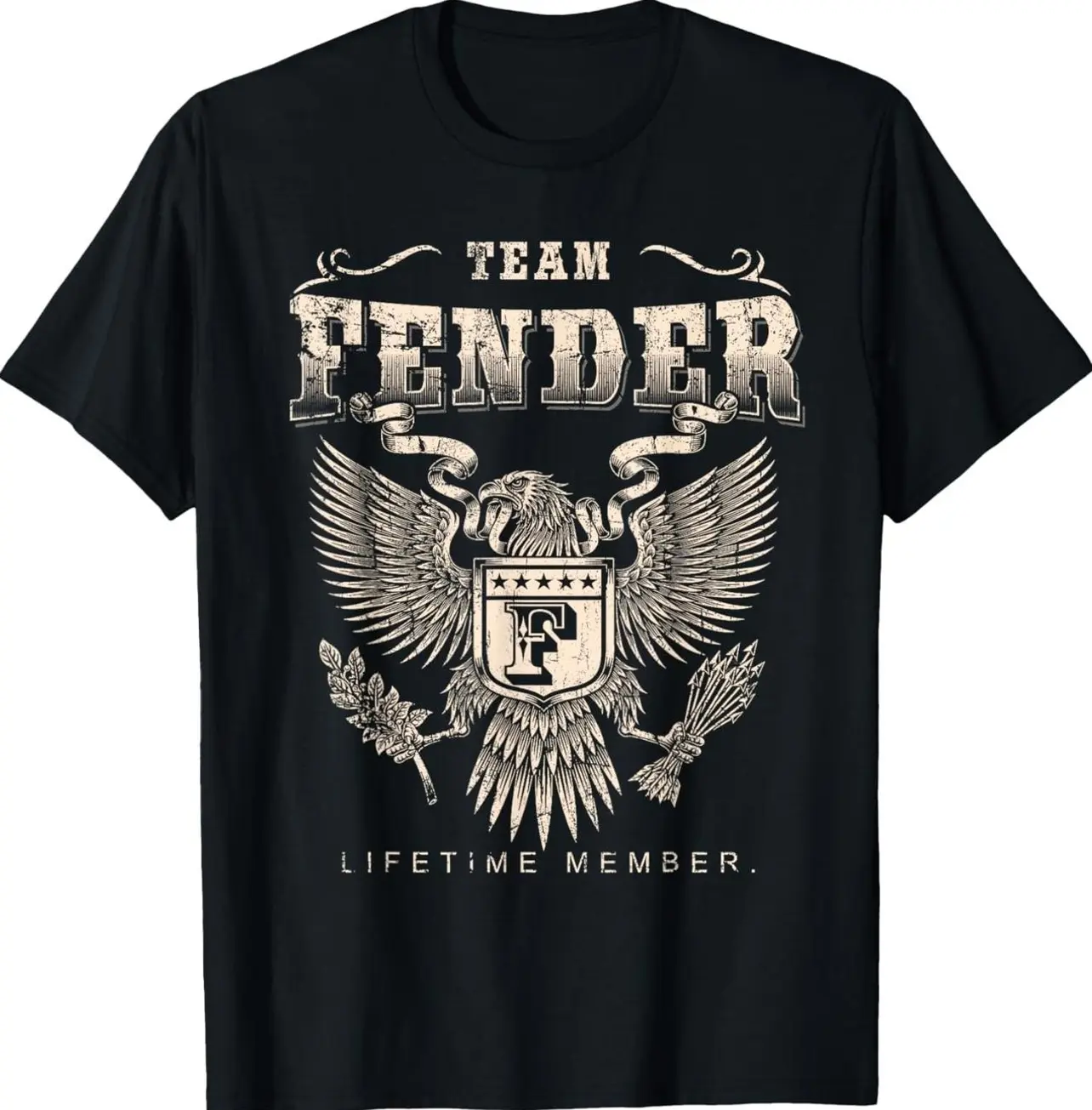 Team FENDER Lifetime Member Last Name T-Shirt XN4