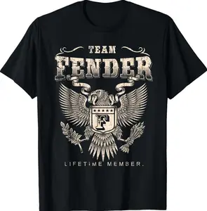 Team FENDER Lifetime Member Last Name T-Shirt XN4