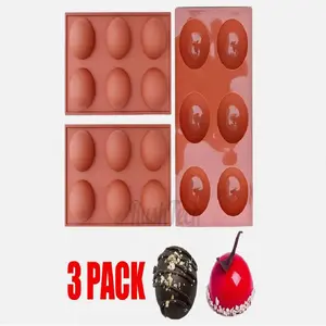 3-Pack Semi-Sphere Round Silicone Mold for Chocolate Bomb Baking and Cupcake Candy