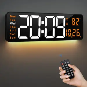 16.2'' Large Digital Wall Clock with Remote Control, Big LED/Dual /8 RGB Colors/Auto Brightness/Date/Auto DST/Temperature/Night Light Gym Clocks for Living Room Bedroom Office Wall Decor