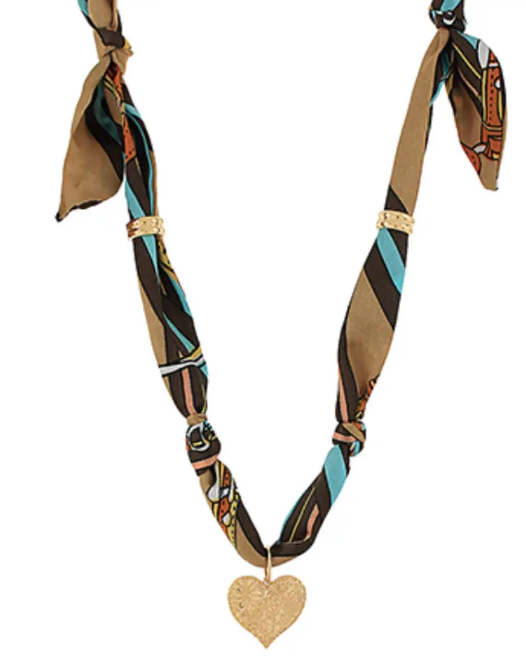 Textured Heart Scarf Necklace