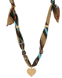 Textured Heart Scarf Necklace