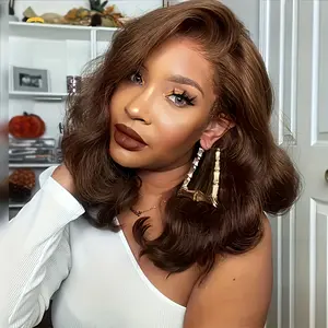 Chocolate Brown Lace Front Wig 13x4 Body Wave HD Lace Front Wigs Human Hair Pre Plucked 180 Density Real Brown Wig with Baby Hair