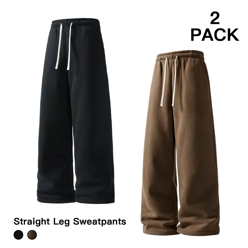 Men 2‑Pack Wide Straight Leg Sweatpants High Comfort Casual Joggers For Dating Street Style Daily Travel Outfits