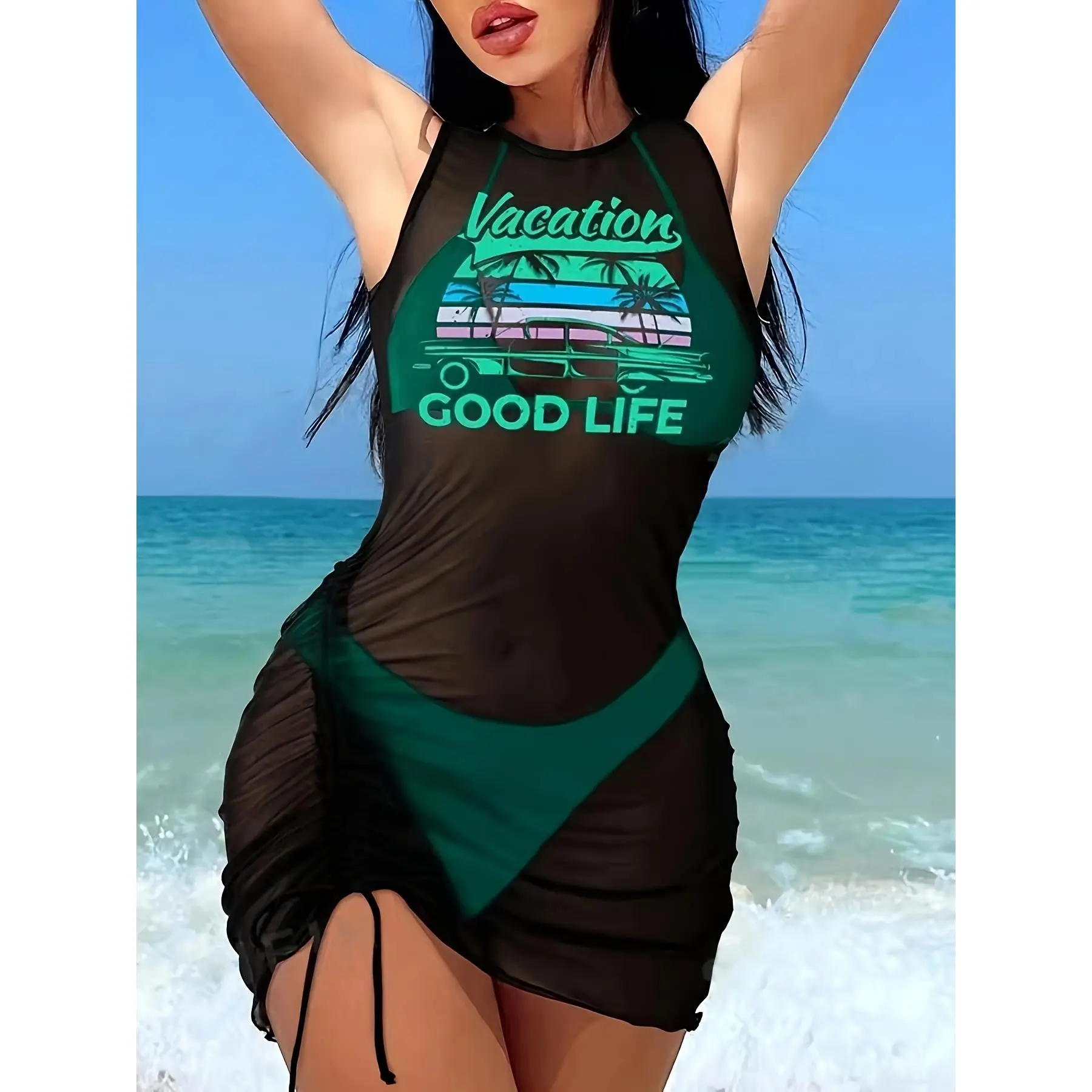 Women's 3-Piece Stylish Swimsuit Set - Cute Tankini Set with Sexy Rope  Detail, Tankini Swimdress, and Beach Vacation Cover-Up, Tankini Swimwear,  Strappy Tankini Top - TikTok Shop