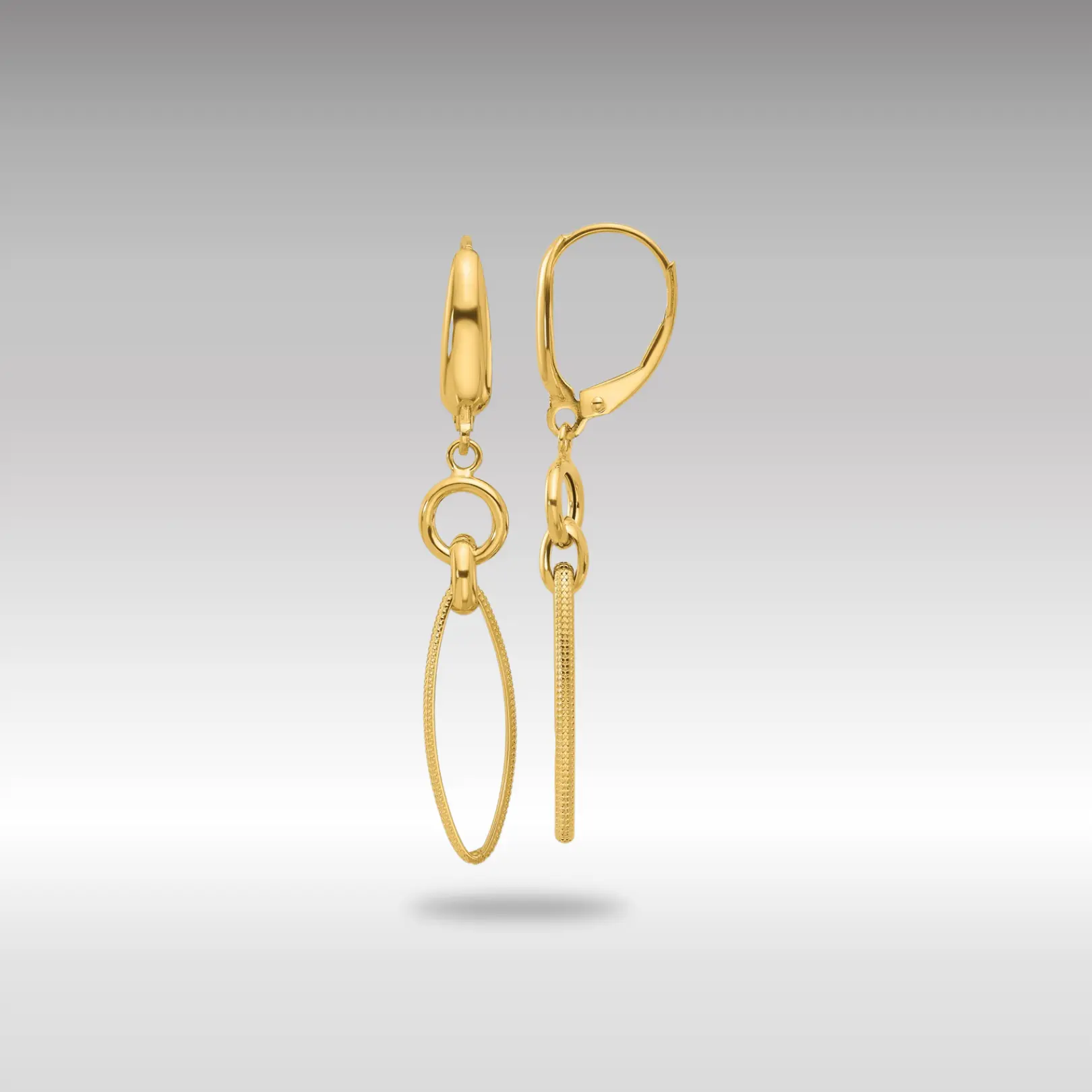 14K Gold Leslie's Polished/Textured Dangle Earrings - Model LE2647
