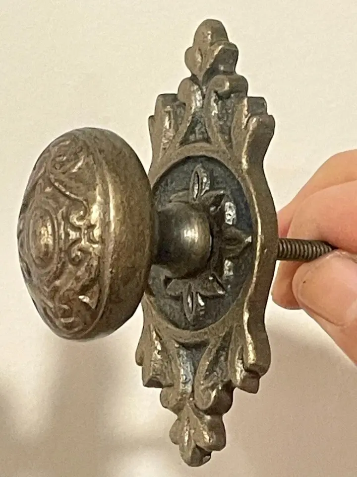 Antique-Brass Drawer Pull Furniture Hardware Vintage Cabinet Door Knob Backplate