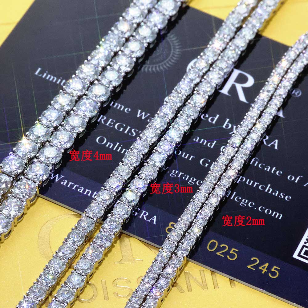 NUOYA Hip Hop Moissanite Tennis Necklace Ice Out VVS1 Diamond Chain Sparkling Jewelry Luxury Gifts for Men and Women