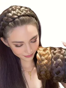 Elegant Braided Headband, Zigzag Headband, Vintage Fishbone Weave, Wide Anti-Slip Strap, Handmade Synthetic Hair Accessories, Polyester Fiber, Soft Headband, and Options
