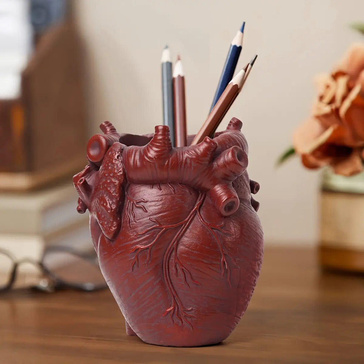 Gothic Anatomical Heart Pen / Pencil / Makeup Brush Holder
