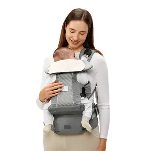Bc Babycare Hexa Effortless Baby Carrier with Hip Seat – Ergonomic Newborn to Toddler Carrier (8-33 lbs), 6-Point Support for Mom & Dad, Gray