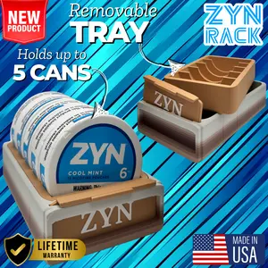ZLYD Zyn RACK Timber Tones Can Chiller Rack - Organized Storage Solution with Removable Tray, Custom Nameplate, and Durable Design