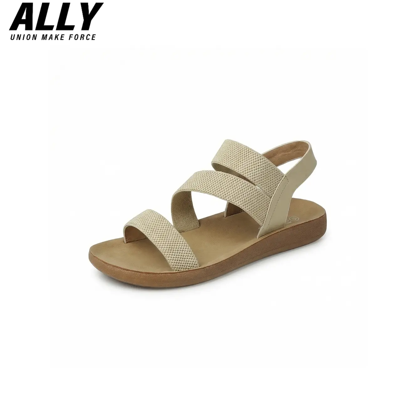 ALLY Womens Flat Sandals | Comfort Elastic Strap Cushioned Footbed Non-Slip Arch Support Lightweight Summer Shoes | Ideal for Beach, Brunch, Vacation & Daily Walks
