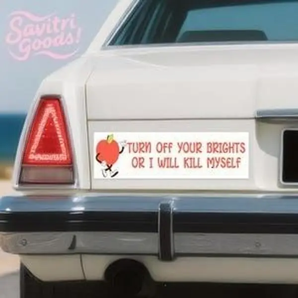 Turn Off Your Brights Funny Car Magnet, Magnetic Car Decal, Vehicle Magnet, Waterproof, Removable, UV Resistant, Novelty Gift for Drivers