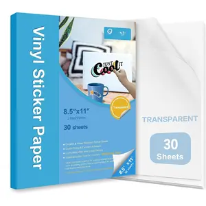 30 Sheets Clear Printable Sticker Paper for Inkjet Printer, 8.5x11 Vinyl Transparent Sticker Paper, Dries   Colors Decal Paper, Resistant for DIY Stickers &