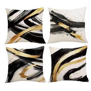 4pc Geometric Pattern Pillow Covers, 18x18 Inch Set of 4 Outdoor Cushion Cases, Home Sofa Car Decoration