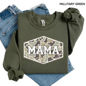 Hunting Mama Sweatshirt, Duck Hunting Long Sleeve, Mallard Duck Sweater, Camo Mama of Hunters, Hunting Season Mom Life Crewneck, Perfect Gift for Her