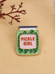 Vintage Cute Pickle Jar Design Brooch, Fashionable Badge for Women & Men, Enamel Pin Hat Pins Suitable for Backpacks, Jeans, Scarves, Hats Decoration, Fashion Accessory