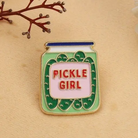 Vintage Cute Pickle Jar Design Brooch, Fashionable Badge for Women & Men, Enamel Pin Hat Pins Suitable for Backpacks, Jeans, Scarves, Hats Decoration, Fashion Accessory, Enamel Lapel Pins, Alloy Brooch Pin