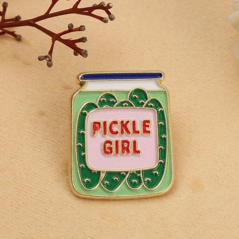 Vintage Cute Pickle Jar Design Brooch, Fashionable Badge for Women & Men, Enamel Pin Hat Pins Suitable for Backpacks, Jeans, Scarves, Hats Decoration, Fashion Accessory, Enamel Lapel Pins, Alloy Brooch Pin