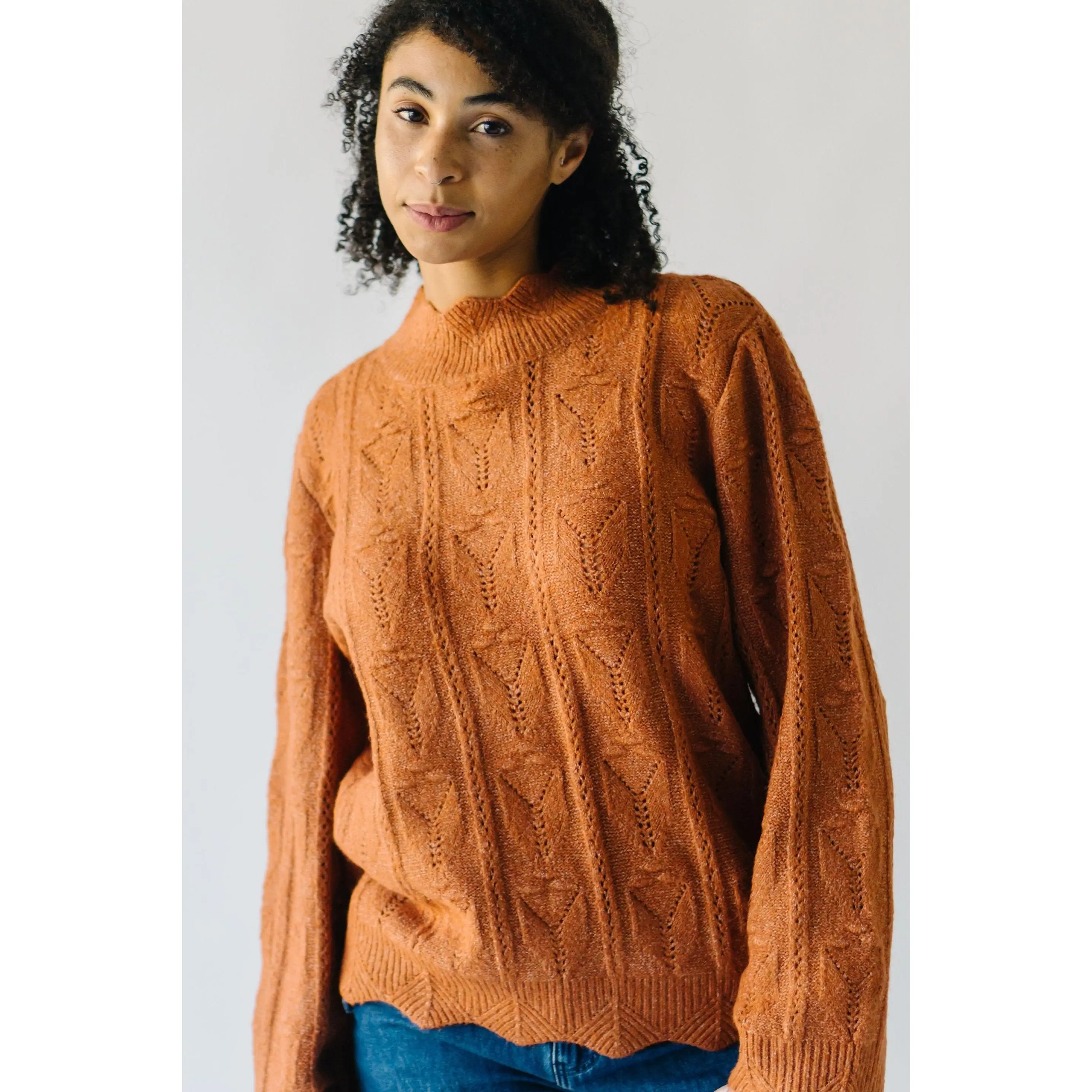 The Haymond Textured Sweater in Rust