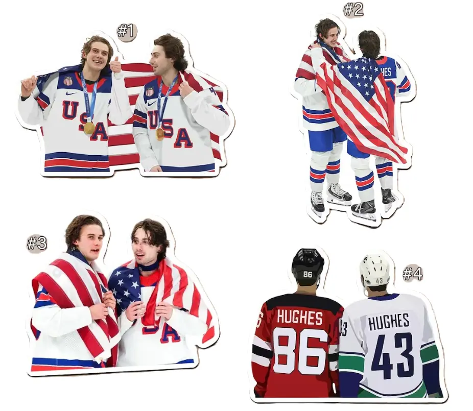 Jack Hughes#8 DIE-CUT STICKER USA Hockey Golden Goal 2026 Hockey Sticker, Gift For Fan