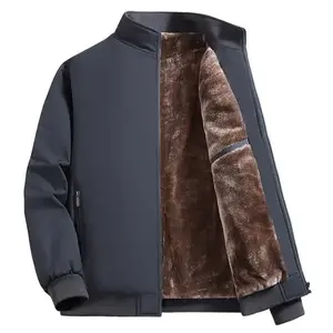 Men's Polar Fleece Sherpa Lined Jacket Warm Full Zip Up Thick Jacket Soft Outwear Winter Coat with Zipper Pocket