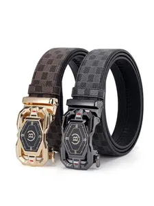 Ratchet Leather Belt For Men 2 Pack Dress and Casual with Adjustable Buckle, Trim to Fit Fashion Belts