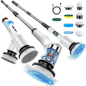 Electric Spin Scrubber 9 in 1 Cordless Cleaning Brush Telescopic Handle LED Display Wireless Bathroom Kitchen Floor Tile Cleaner