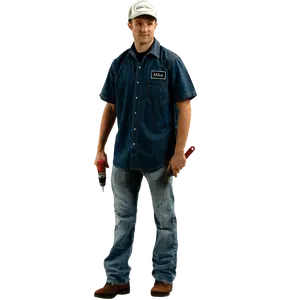 Mike Mechanic Costume For Adults | Denim Short Sleeve Shirt with Button Closure - One Size Fits Most - Pretend Play Fun & Role Play Outfit