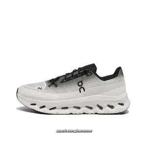 Gray-to-White Gradient Lightweight Casual Shoes, Integrated Knit Upper, Hollow Pod Cushioning Midsole