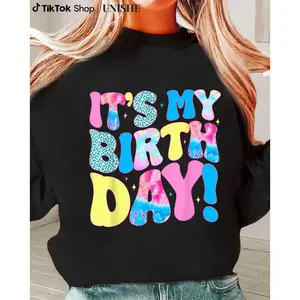 Celebrate Your Day with 100% It’s My Birthday Groovy Sweatshirt for Women