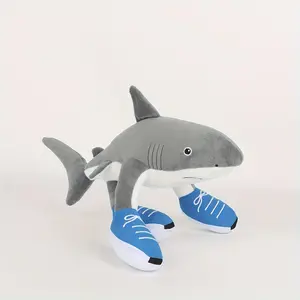 Tung Tung Tung Sahur Plush Funny Tralalelo Tralala Sharks Wear Blue Shoes Stuffed Doll Pillow Toy for Kid Birthday Gifts Cuddly Stuffed Animal